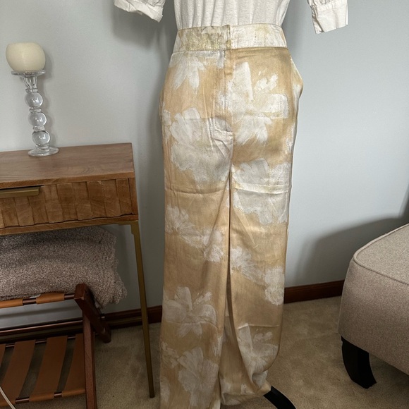 Commense Beige and White Floral Wide Leg Pants - Picture 6 of 8